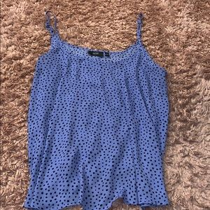 Black and blue poka dot top